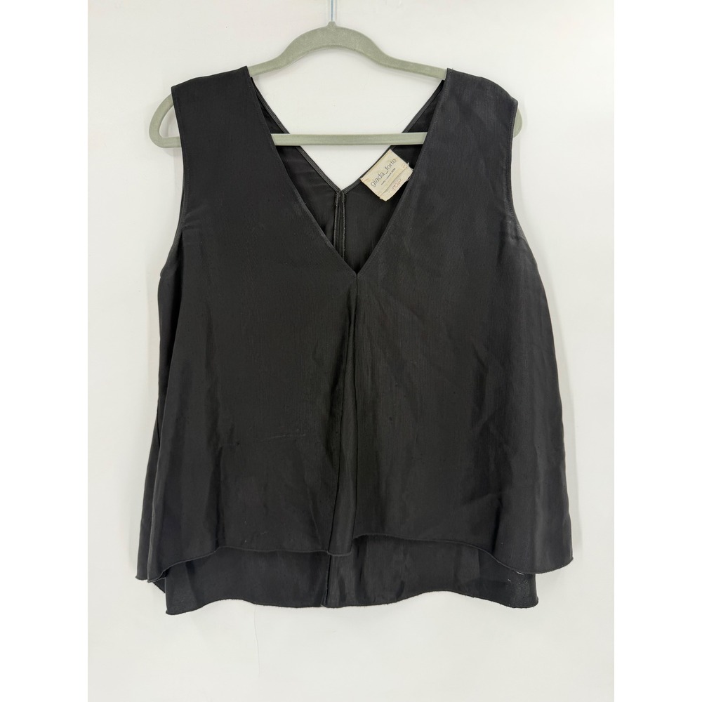 Giada‎ Forte Tank Top Women II Black Viscose V-Neck Layered Lagenlook Minimalist